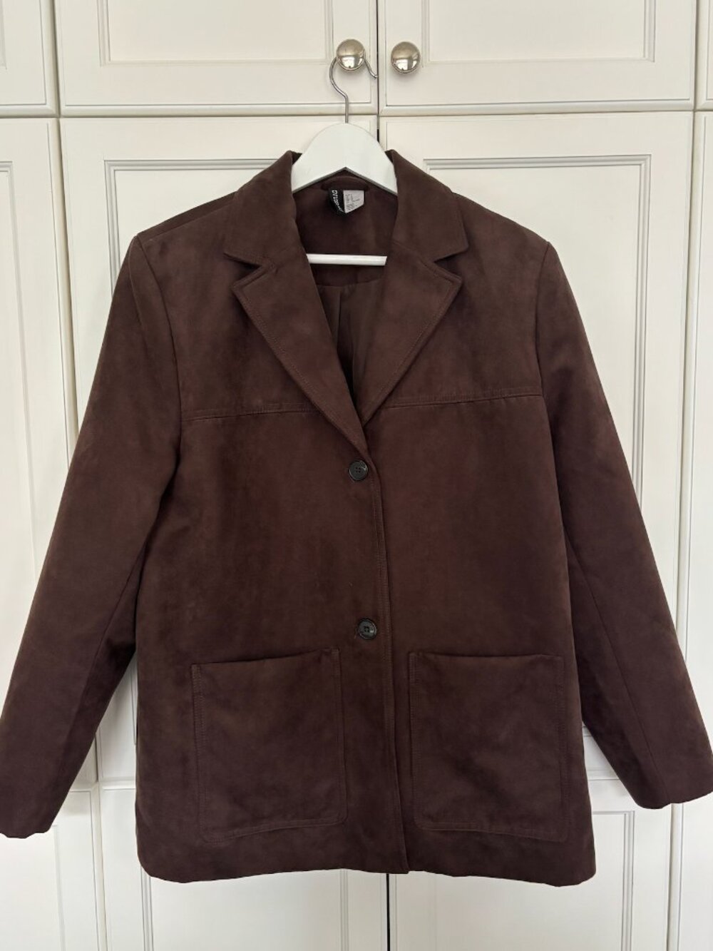 DIVIDED - Brown faux suede coat